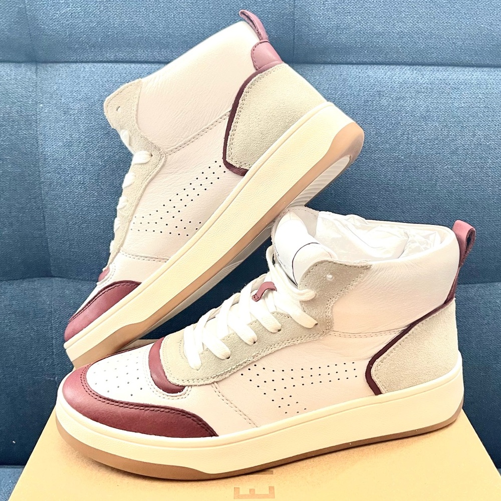 NEW Steve Madden Quality LEATHER Womens Sneakers Shoes White Burgundy size 6 - Picture 16 of 16